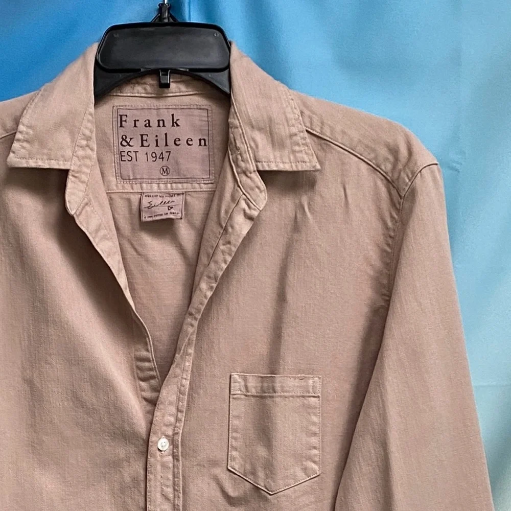 Frank & Eileen Eileen Button-Up Shirt Famous Denim Size: M Sand - Picture 6 of 16